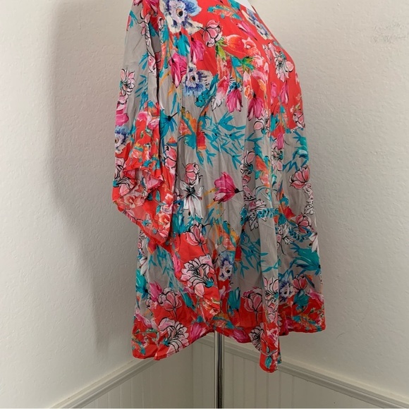 Tolani Collection Narissa Colorful Floral Caftan Tunic Top Womens M Art Modal - Picture 10 of 16